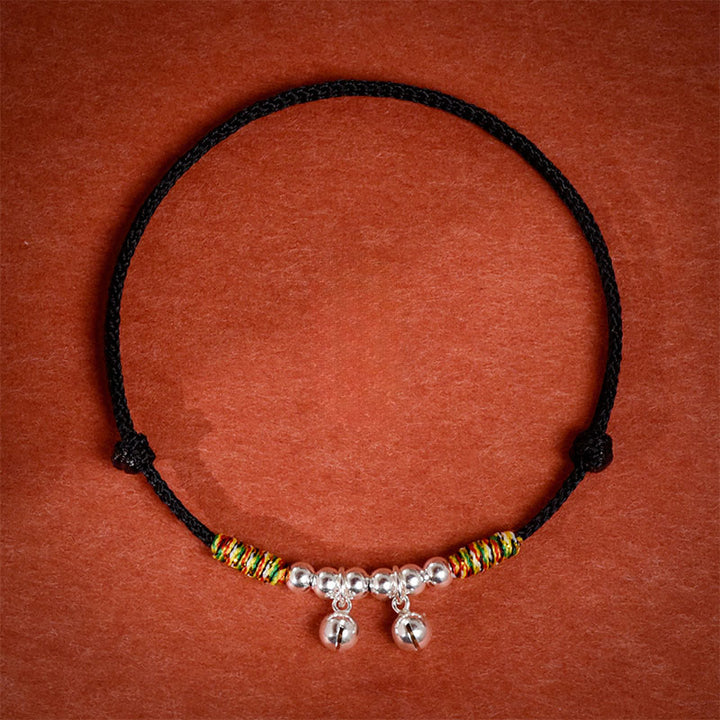 Buddha Stonesシルバーベル 赤 黒 紐 保護 調節可能 猫 小型犬 ペット用首輪 - ブラックロープ - 50～65cm - image 11