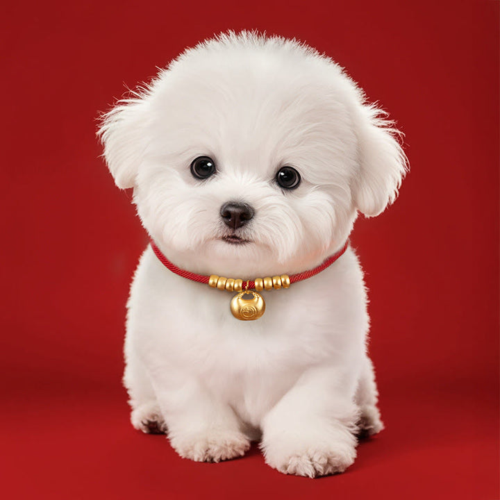 Buddha Stones赤紐ビーズ 保護 調節可能 猫 小型犬 ペット用首輪 - image 3