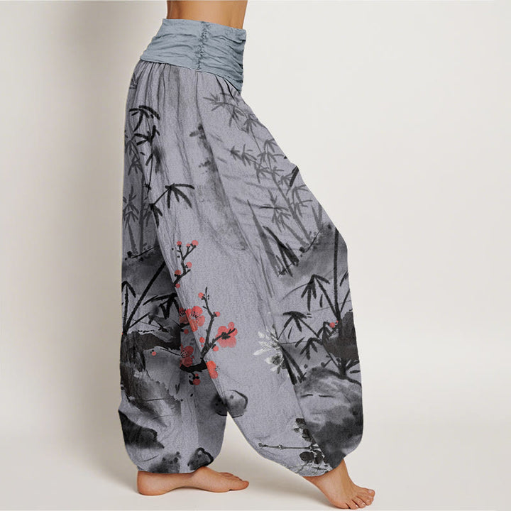Buddha Stones、綿、梅、竹、蘭、菊柄、レディース、ウエストゴム、ハーレムパンツ - image 9