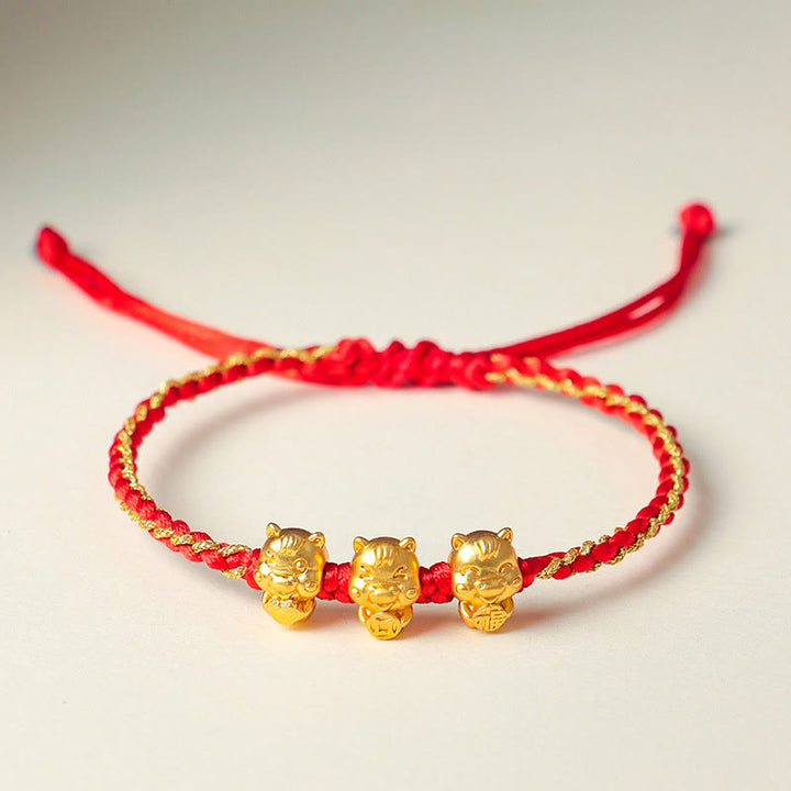 Buddha Stones福文字 999スターリングシルバー 午年豊かさの赤紐のブレスレット - image 1