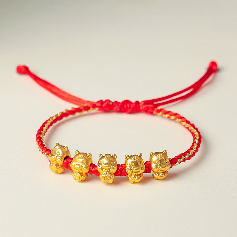 Buddha Stones福文字 999スターリングシルバー 午年豊かさの赤紐のブレスレット - image 11