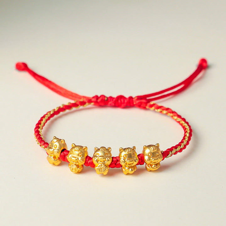 Buddha Stones福文字 999スターリングシルバー 午年豊かさの赤紐のブレスレット - image 11