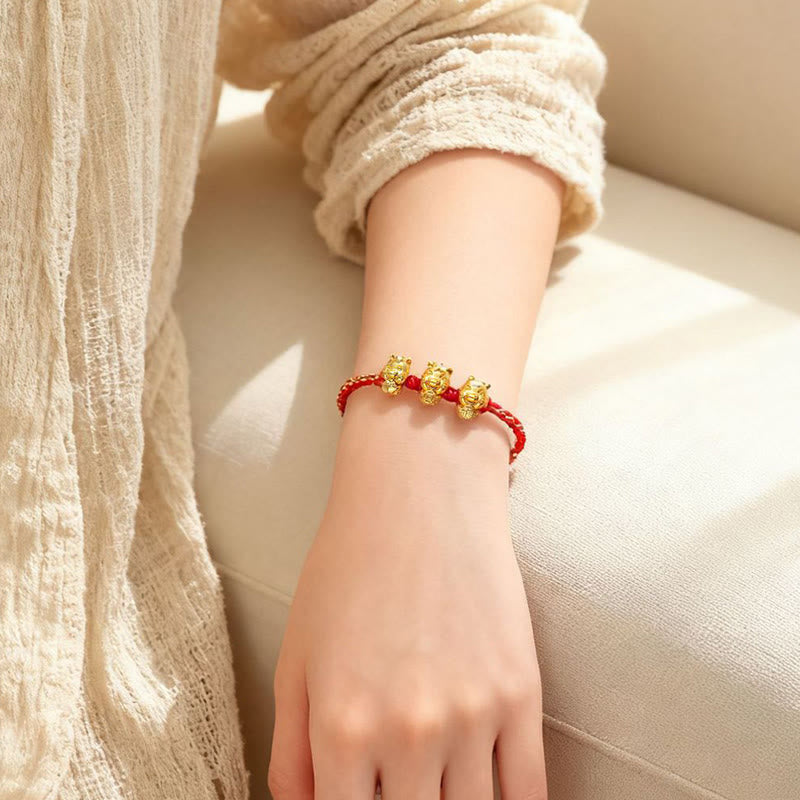 Buddha Stones福文字 999スターリングシルバー 午年豊かさの赤紐のブレスレット - image 3