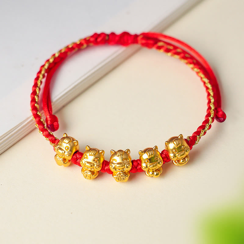 Buddha Stones福文字 999スターリングシルバー 午年豊かさの赤紐のブレスレット - image 10