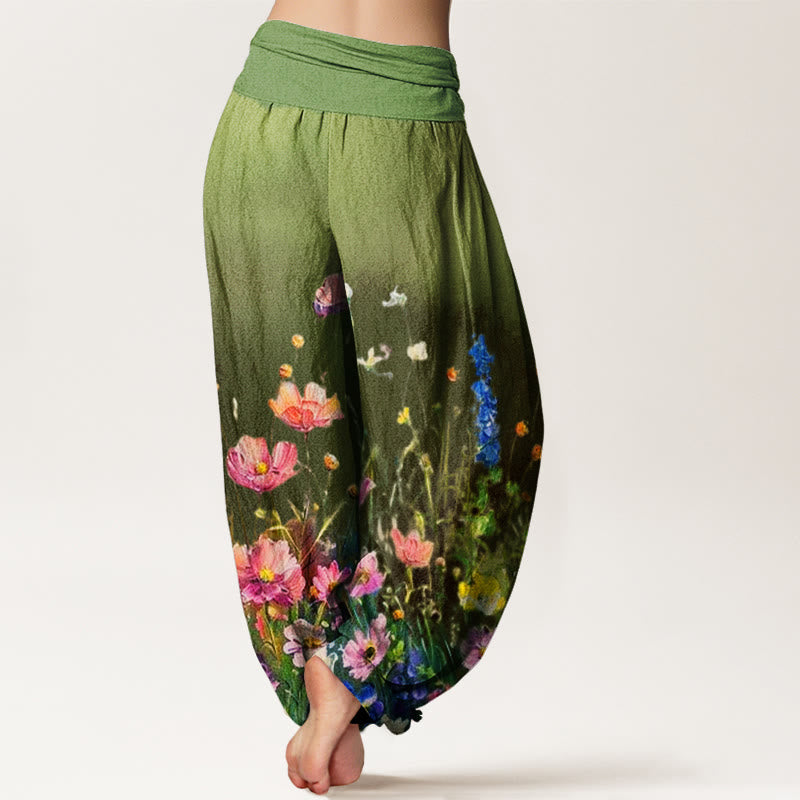 Buddha Stonesコットン カジュアル 水彩風 花柄 レディース 伸縮性ウエスト ハーレムパンツ - image 5
