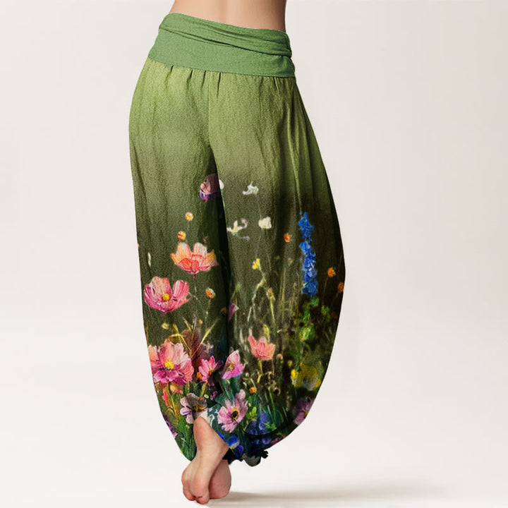 Buddha Stonesコットン カジュアル 水彩風 花柄 レディース 伸縮性ウエスト ハーレムパンツ - image 5