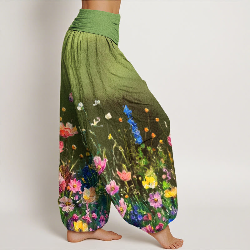 Buddha Stonesコットン カジュアル 水彩風 花柄 レディース 伸縮性ウエスト ハーレムパンツ - image 6