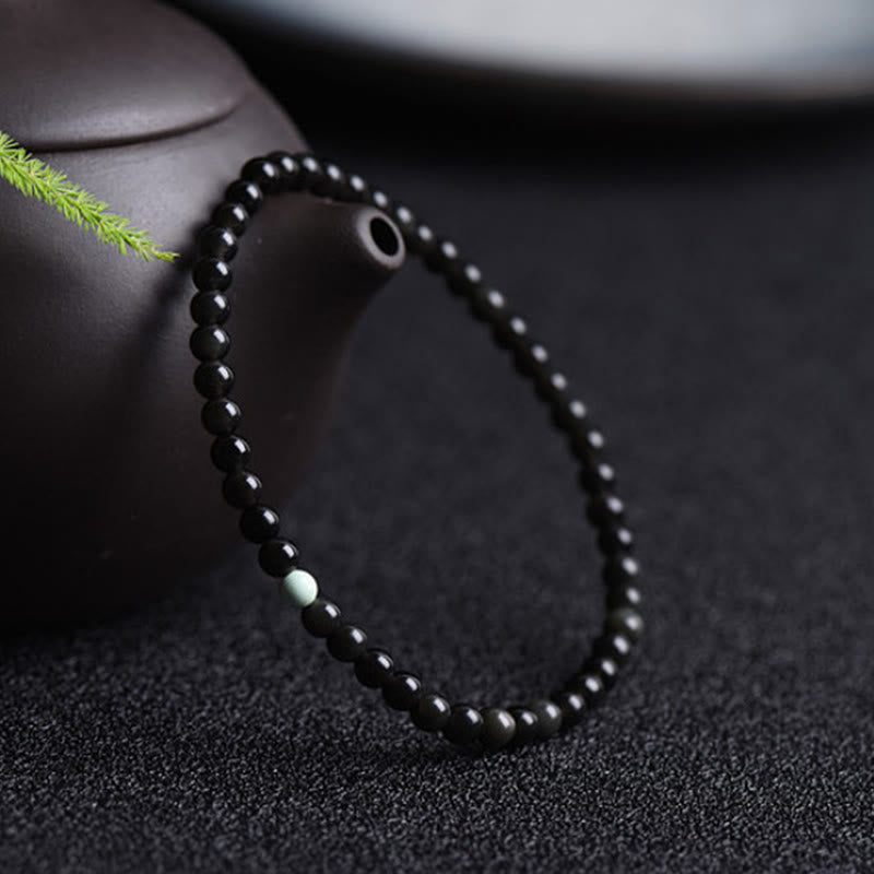 Buddha Stonesブラックオブシディアン ターコイズ 強さと達成のブレスレット - image 2