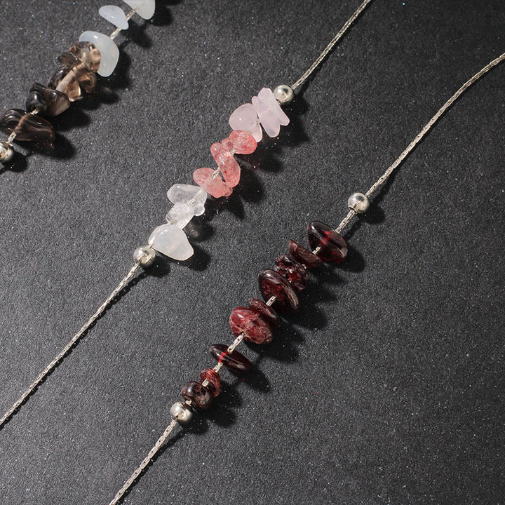 Buddha Stonesブラックオブシディアン スモーキークォーツ ガーネット アクアマリン ストロベリークォーツ ピンククリスタル ストレングスネックレスペンダント - image 29