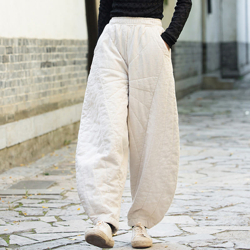 Buddha Stones無地コットン 厚手 レディース 7-8丈 ポケット付きパンツ - image 2