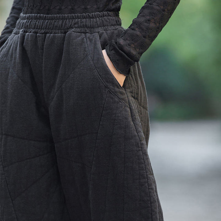 Buddha Stones無地コットン 厚手 レディース 7-8丈 ポケット付きパンツ - image 16