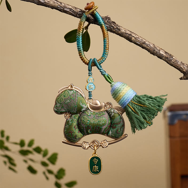 Buddha Stones多色 午年 ひょうたんインゴットデザイン 自由と豊かさのキーホルダー - グリーンホース 12×3mm - image 7