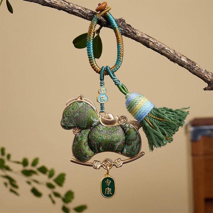 Buddha Stones多色 午年 ひょうたんインゴットデザイン 自由と豊かさのキーホルダー - グリーンホース 12×3mm - image 7