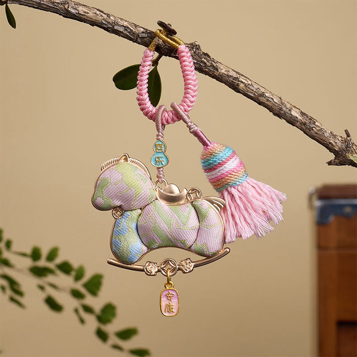 Buddha Stones多色 午年 ひょうたんインゴットデザイン 自由と豊かさのキーホルダー - ピンクホース 12×3mm - image 5