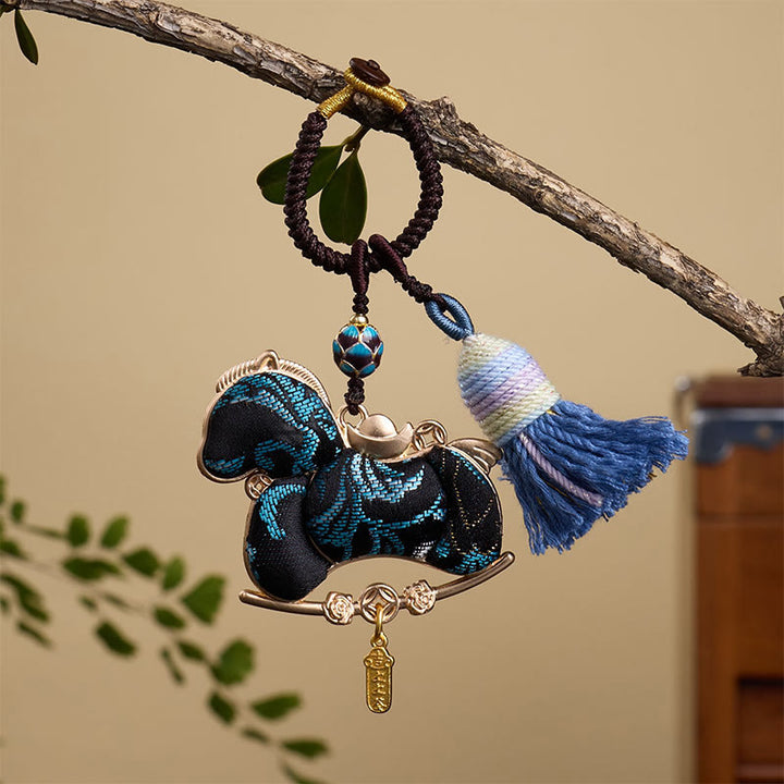 Buddha Stones多色 午年 ひょうたんインゴットデザイン 自由と豊かさのキーホルダー - ブラックホース 12×3mm - image 6