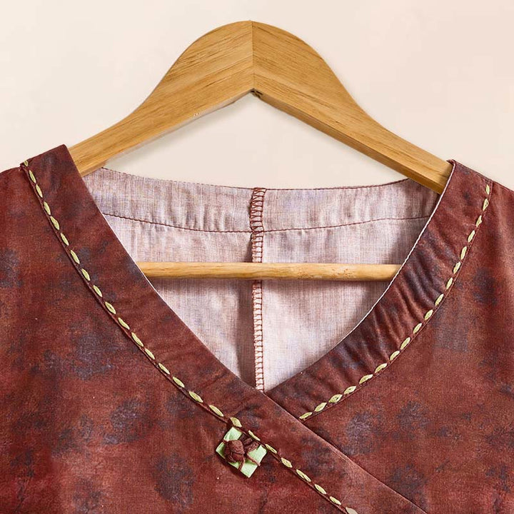 Buddha Stones春 Vネック プリント 花柄 レディース 長袖シャツ - image 15