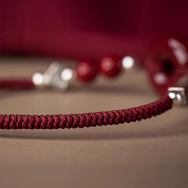 Buddha Stones 925スターリングシルバー シナバー ピース平和のお守りチャームコネクション 編み込みストリングブレスレット - image 15