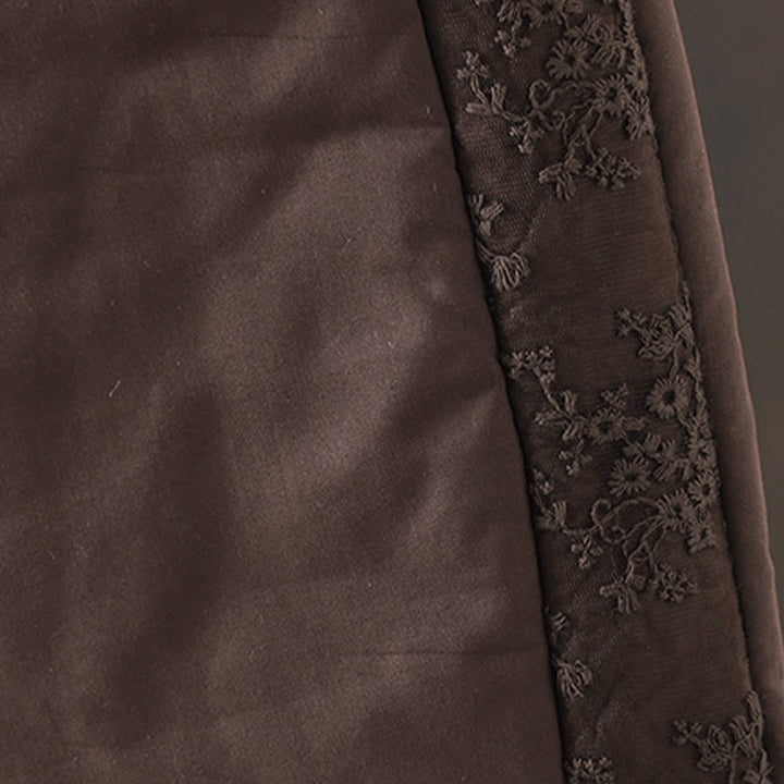 Buddha Stonesの花柄コットンポリエステル刺繍入り厚手レディースパンツ（ポケット付き） - image 4