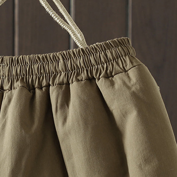 Buddha Stonesの花柄コットンポリエステル刺繍入り厚手レディースパンツ（ポケット付き） - image 8