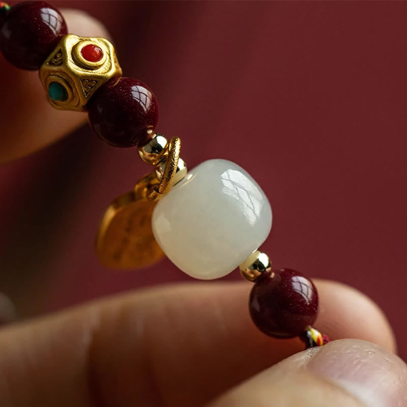 Buddha Stones幸運繁栄のお守り 和田産 青翡翠 白翡翠 多色編み紐豊かさのブレスレット - image 12