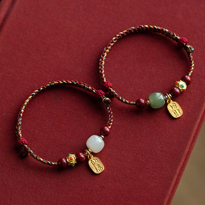 Buddha Stones幸運繁栄のお守り 和田産 青翡翠 白翡翠 多色編み紐豊かさのブレスレット - image 22
