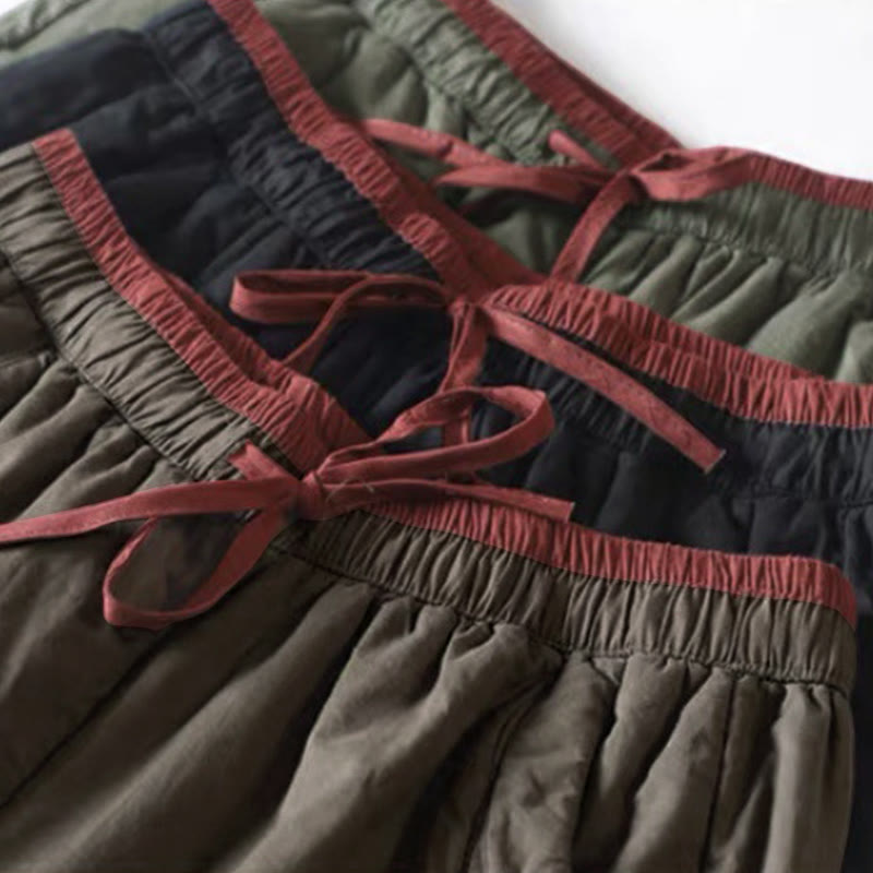 Buddha Stones無地カラーブロッキング コットンポリエステル 厚手レディースパンツ ポケット付き - image 8