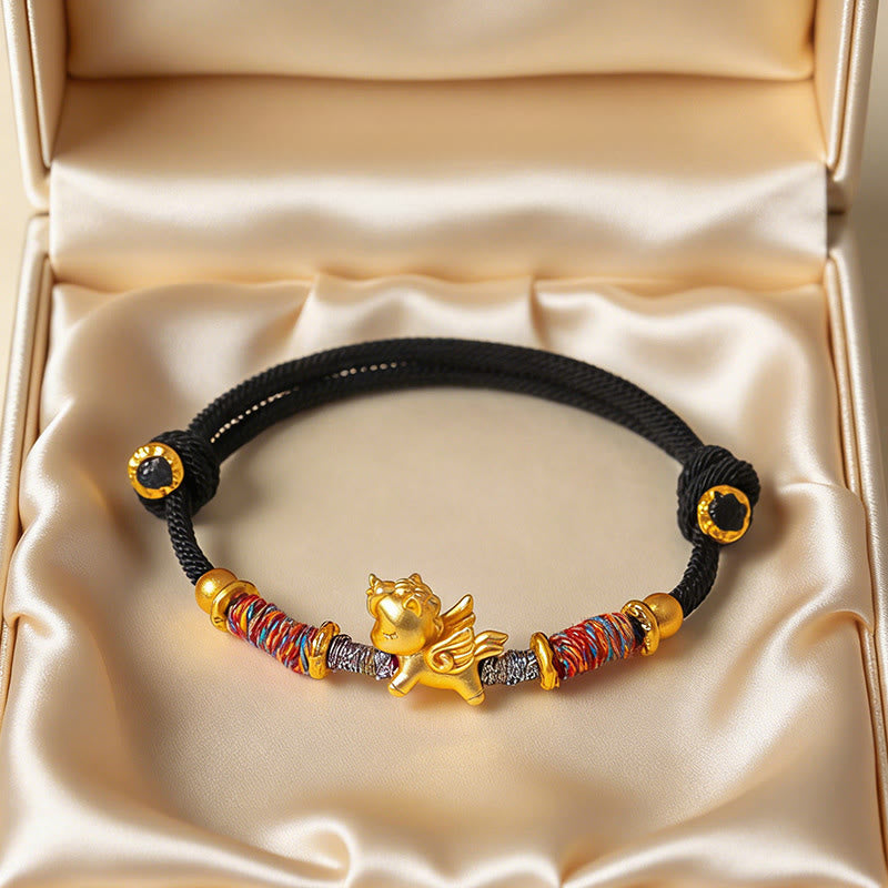 Buddha Stones馬年 999 スターリングシルバー メッキ 金編み紐守護ブレスレット - image 18