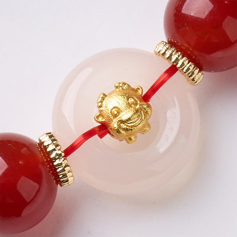 Buddha Stones中国の十二支 午年平和のお守りチャーム赤瑪瑙 白玉髄 自信のブレスレット - image 13