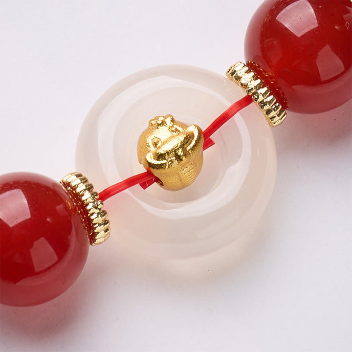 Buddha Stones中国の十二支 午年平和のお守りチャーム赤瑪瑙 白玉髄 自信のブレスレット - image 21