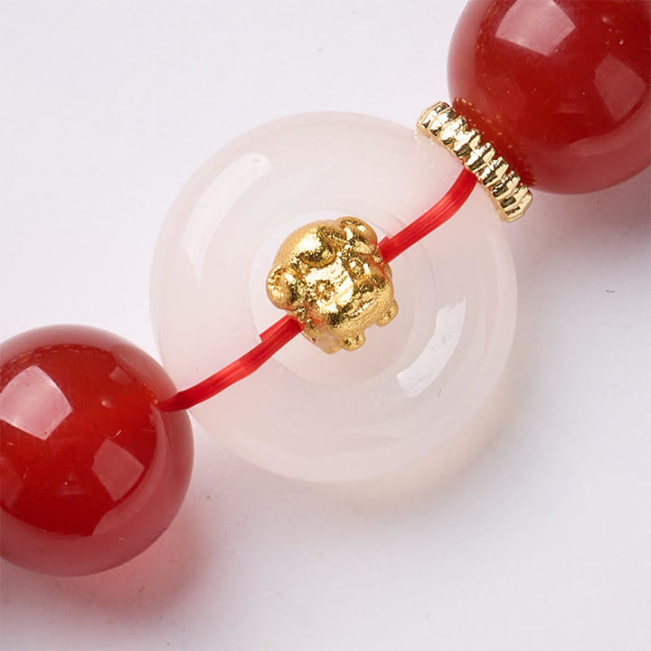 Buddha Stones中国の十二支 午年平和のお守りチャーム赤瑪瑙 白玉髄 自信のブレスレット - image 23