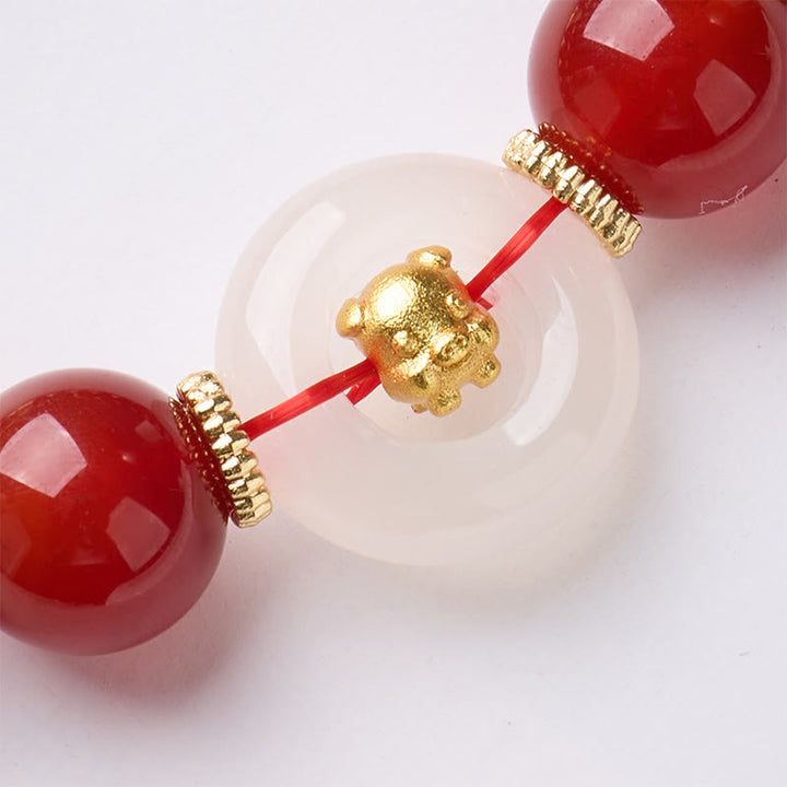 Buddha Stones中国の十二支 午年平和のお守りチャーム赤瑪瑙 白玉髄 自信のブレスレット - image 32