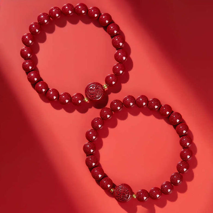 Buddha Stones十二支 午年 彫刻 辰砂 平和の良縁祈願ブレスレット - image 41