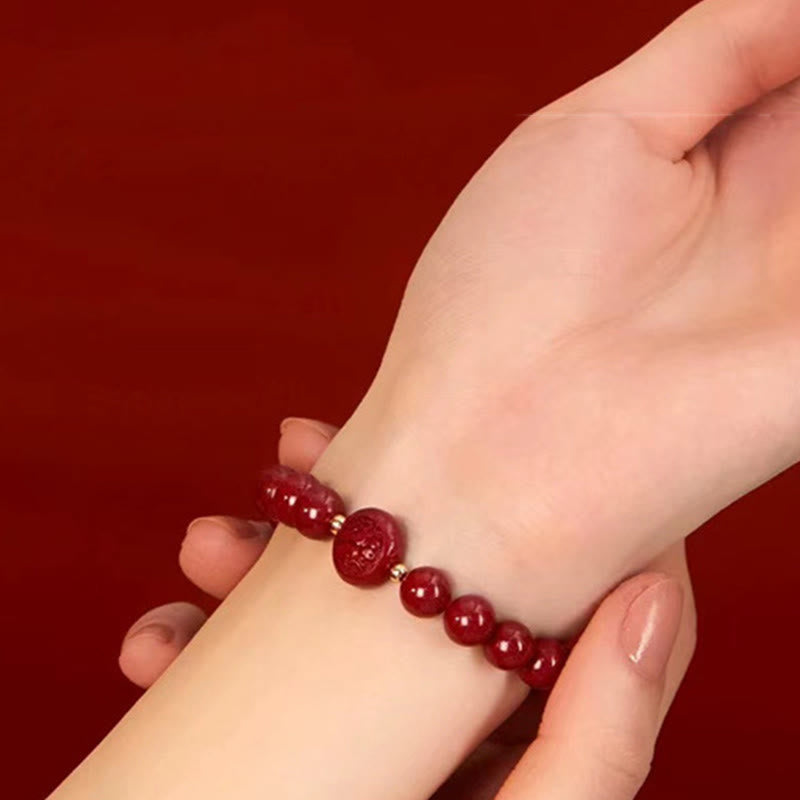 Buddha Stones十二支 午年 彫刻 辰砂 平和の良縁祈願ブレスレット - image 43