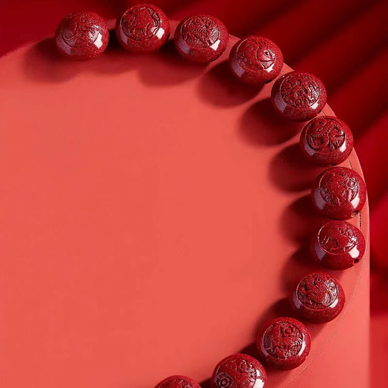 Buddha Stones十二支 午年 彫刻 辰砂 平和の良縁祈願ブレスレット - image 40