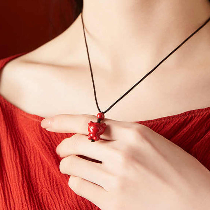 Buddha Stones午年 十二支 彫刻デザイン 辰砂良縁祈願ロープネックレス ペンダント - image 27