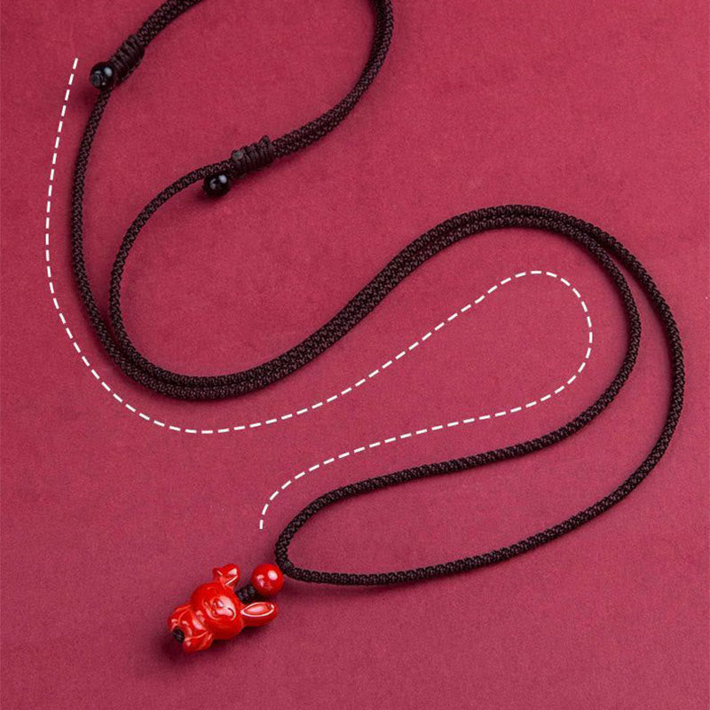 Buddha Stones午年 十二支 彫刻デザイン 辰砂良縁祈願ロープネックレス ペンダント - image 17