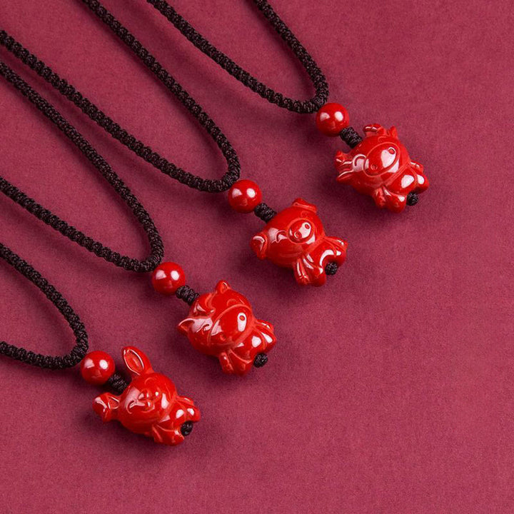 Buddha Stones午年 十二支 彫刻デザイン 辰砂良縁祈願ロープネックレス ペンダント - image 41