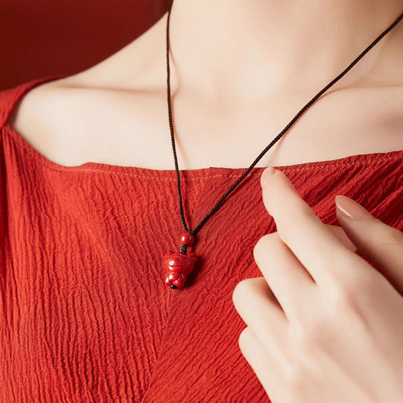 Buddha Stones午年 十二支 彫刻デザイン 辰砂良縁祈願ロープネックレス ペンダント - image 26