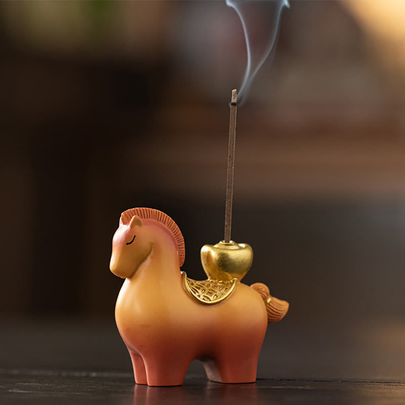 2026年午年Buddha Stones新年インゴット富を引き寄せるホームデコレーション香炉 - 馬のインゴット香炉（6.3×2.7×5.6cm） - image 0