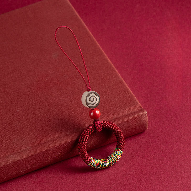 Buddha Stones手編み カラフル 糸 紐 バックル アイボリー フルーツ 辰砂 キーホルダー 携帯電話 吊り下げ 装飾 - 赤い電話の吊り下げ装飾 - image 10