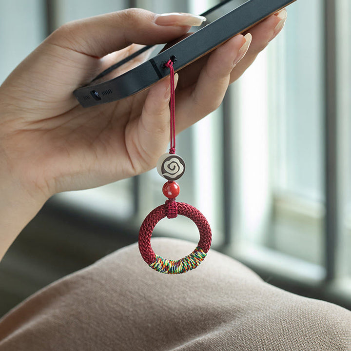 Buddha Stones手編み カラフル 糸 紐 バックル アイボリー フルーツ 辰砂 キーホルダー 携帯電話 吊り下げ 装飾 - image 12