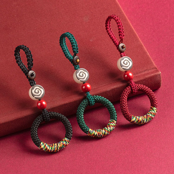 Buddha Stones手編み カラフル 糸 紐 バックル アイボリー フルーツ 辰砂 キーホルダー 携帯電話 吊り下げ 装飾 - image 8