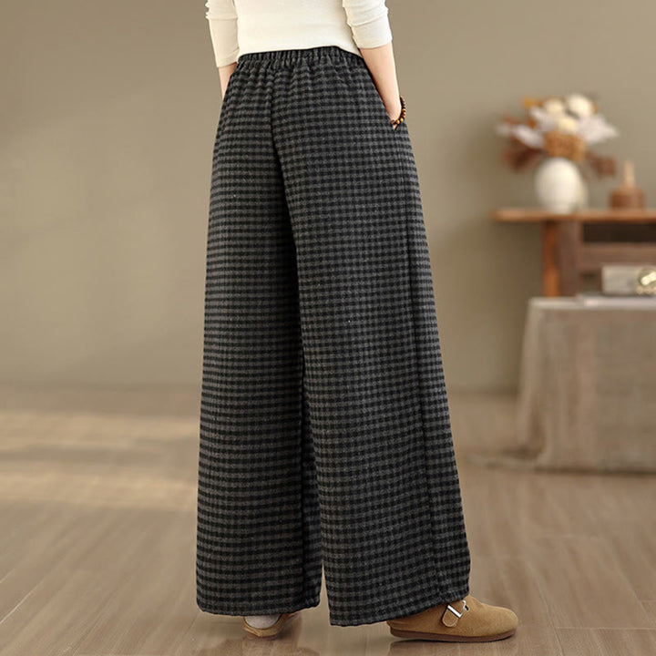 Buddha Stonesカジュアル チェック柄 レディース ワイドレッグパンツ ポケット付き - image 5