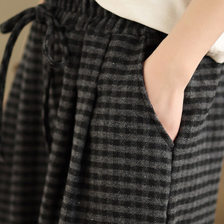 Buddha Stonesカジュアル チェック柄 レディース ワイドレッグパンツ ポケット付き - image 9