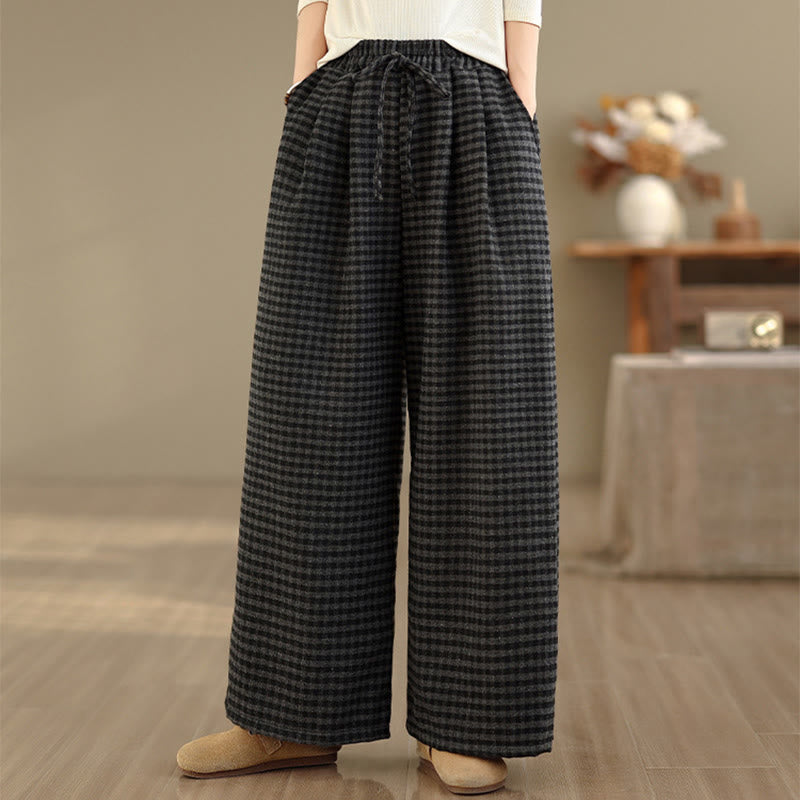 Buddha Stonesカジュアル チェック柄 レディース ワイドレッグパンツ ポケット付き - image 4