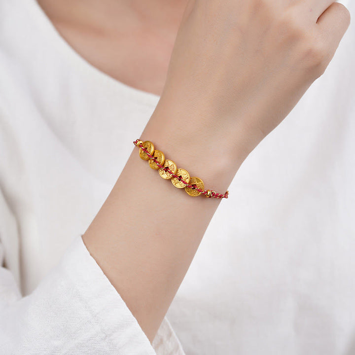 Buddha Stones五帝銭銅天秤手編み紐ブレスレット  - image 11