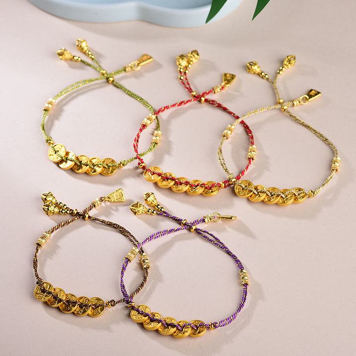 Buddha Stones五帝銭銅天秤手編み紐ブレスレット  - image 17