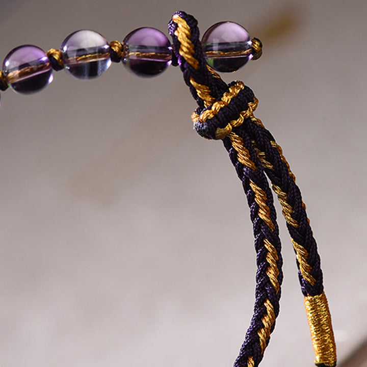 Buddha Stones五帝銭 銅 アメジスト 辰砂 黒赤紐バランス幸運繁栄引き寄せ ブレスレット - image 3