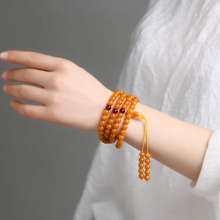 Buddha Stonesチベット琥珀丸ビーズマーラー数珠 - image 10