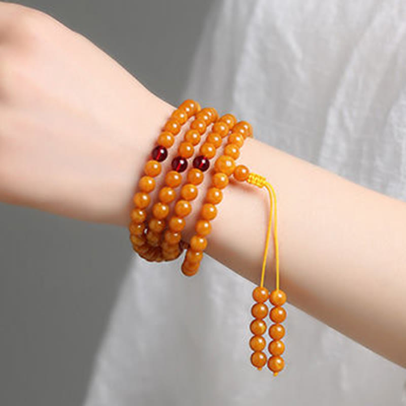 Buddha Stonesチベット琥珀丸ビーズマーラー数珠 - image 8